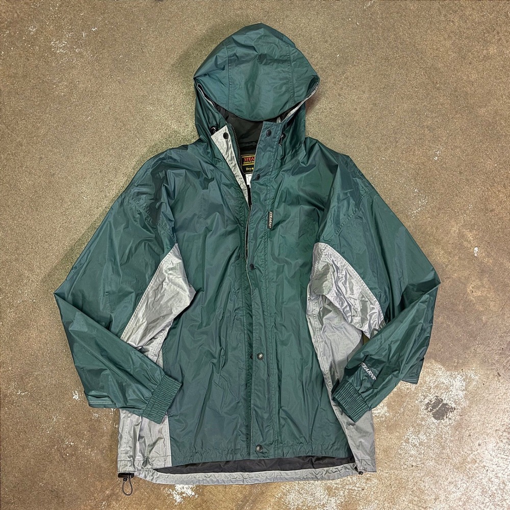 Vintage Stearns Dry Wear Rain Windbreaker Jacket Hooded Shell – Size XL